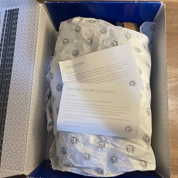 Suede Birkenstock Buckley Shearling in Navy Blue with Silver Hardware - Picture 11 of 15